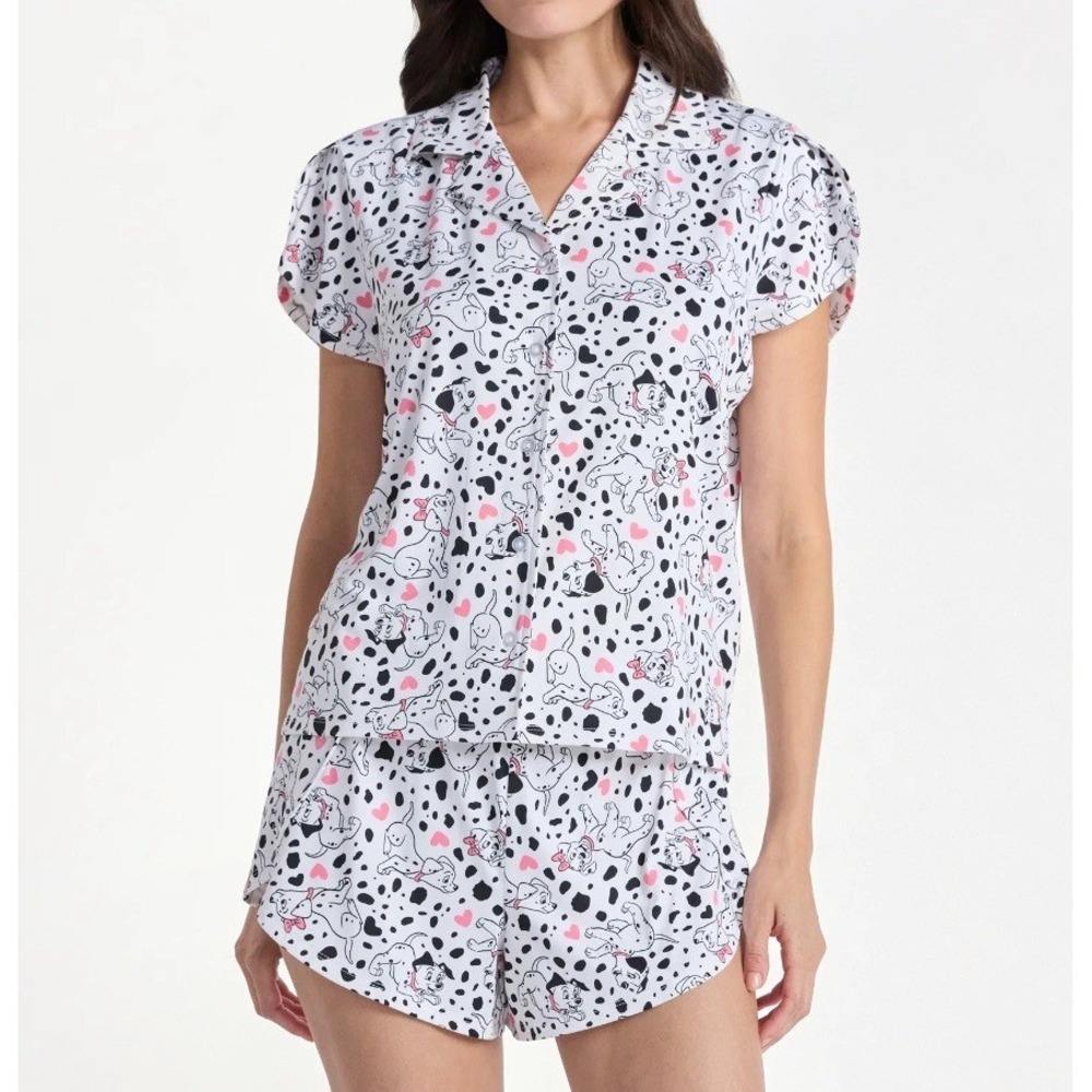 Disney 101 Dalmatians Pajama Set Women L (12-14)‎ 2pc Dogs Hearts Cute NEW - Picture 8 of 8